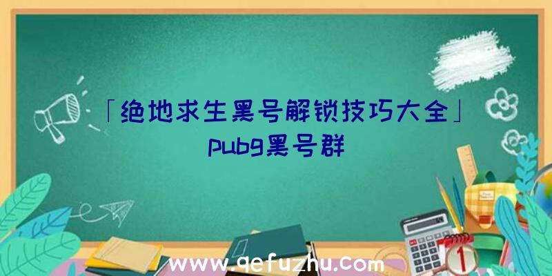 「绝地求生黑号解锁技巧大全」|pubg黑号群